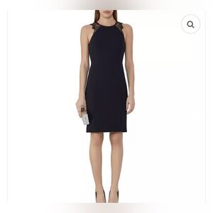 NWT Reiss Navy Blue Sheath Dress with Lace Back Detail‎ Size 8